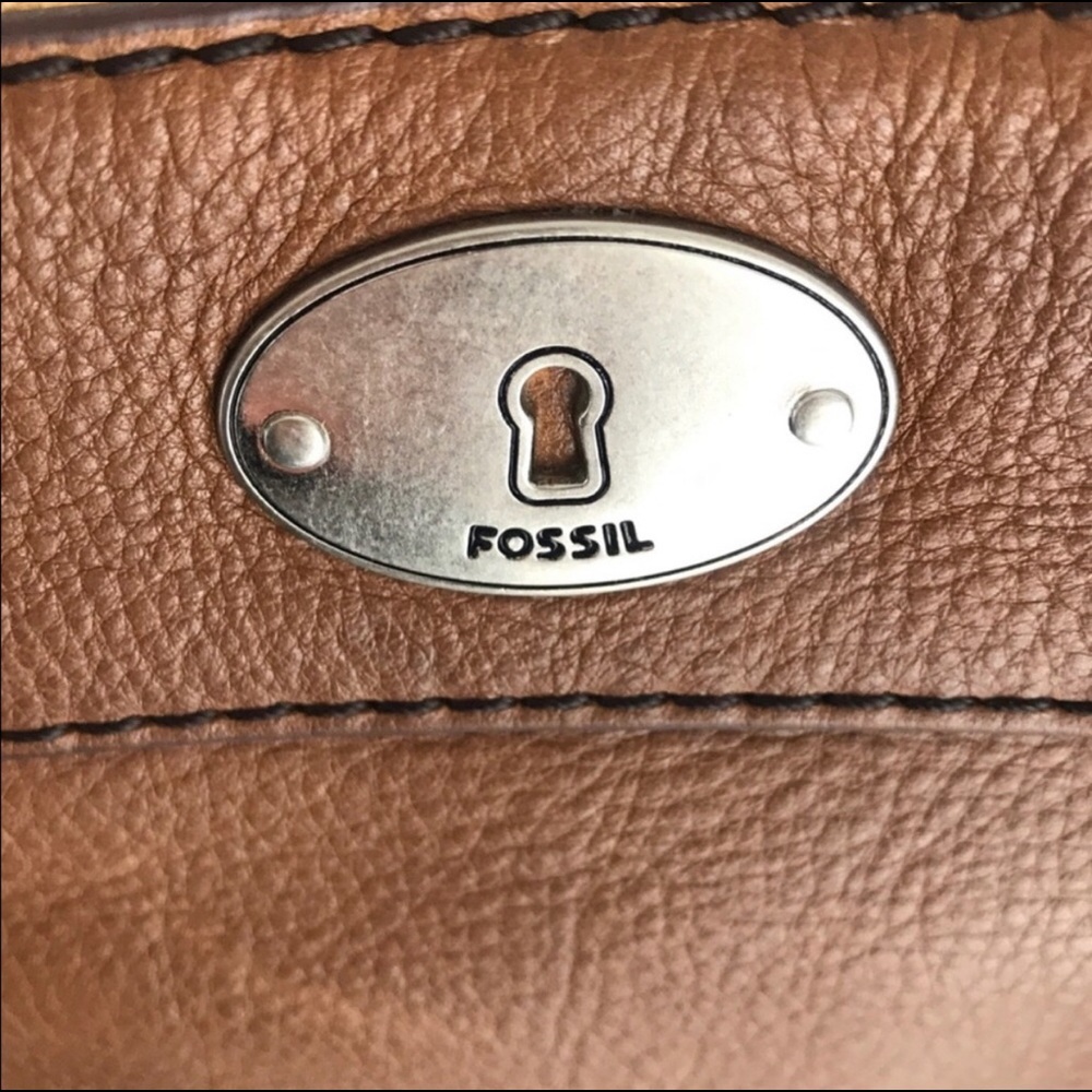 Fossil Long Live Vintage Rich Tan Rugged Leather Tote Carryall Shoulder Bag - Picture 7 of 15
